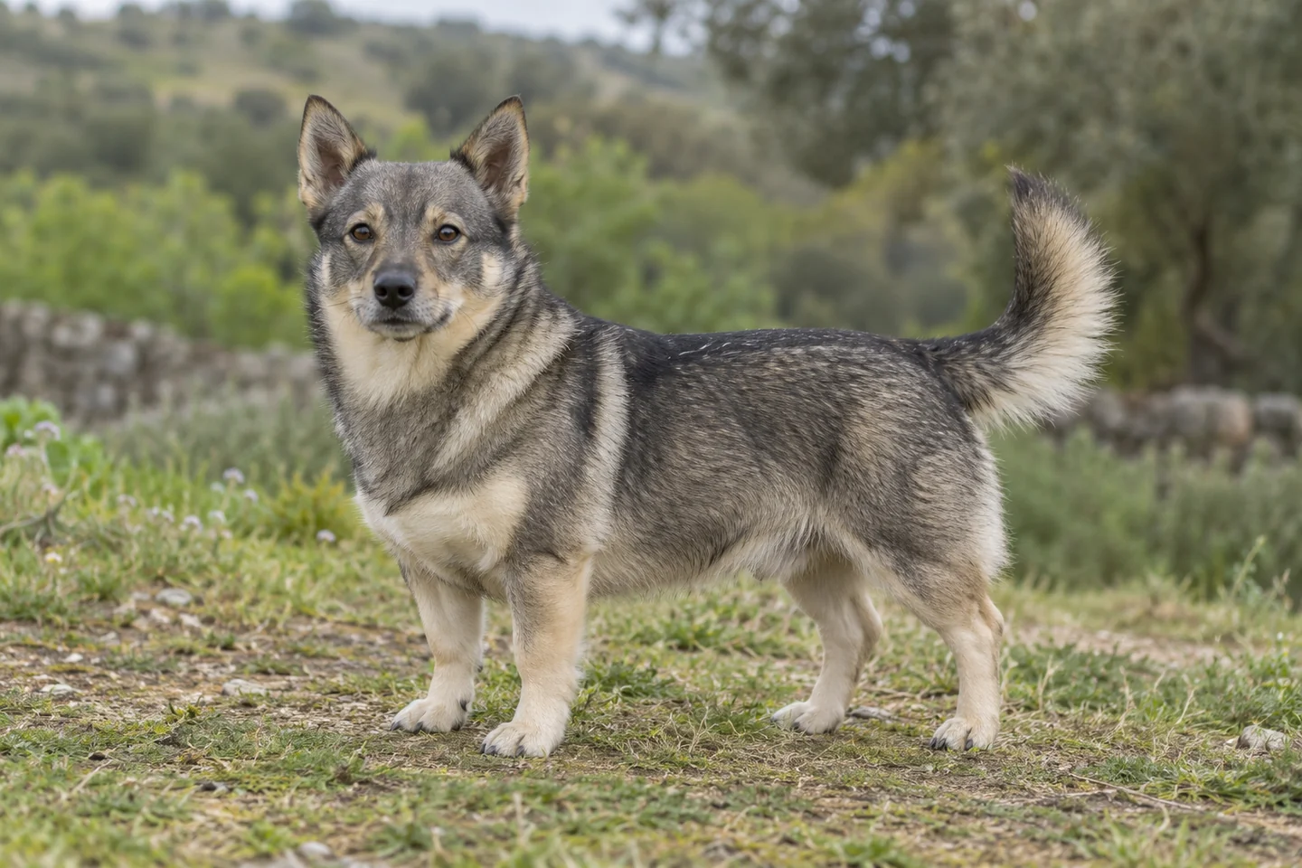 VÄSTGÖTASPETS adulto, de pé, com o corpo inteiro visível.