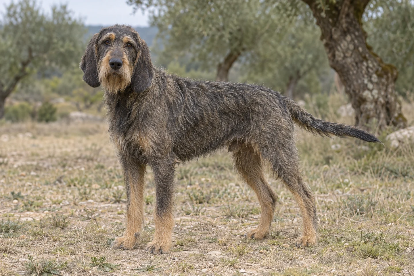 GRIFFON NIVERNAIS adulto, de pé, com o corpo inteiro visível.