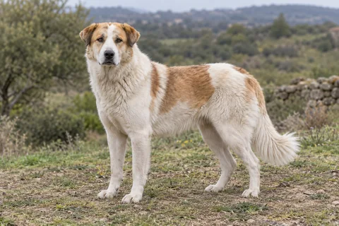 AÏDI (CHIEN DE MONTAGNE DE L'ATLAS) adulto, de pé, com o corpo inteiro visível.